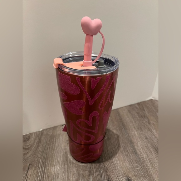 Super Cute Shimmering Hearts Tumbler with Heart Topper- 30 oz- NWT - Picture 4 of 5